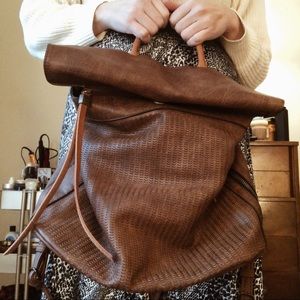 Faux Leather Backpack Shoulder Tote Bag